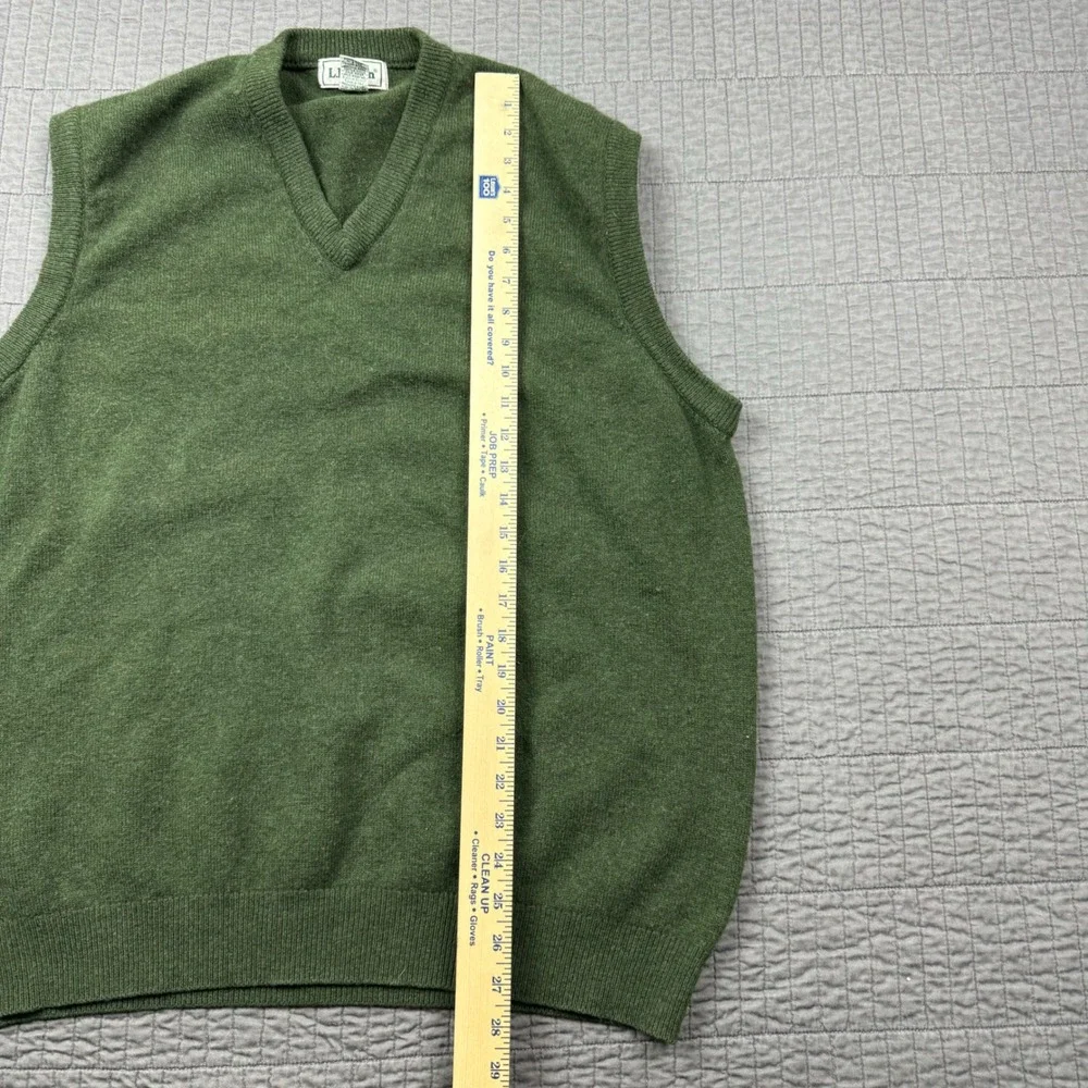 Vintage‎ LL Bean Wool Sweater Vest Men XL Green Lambswool Scotland V Neck